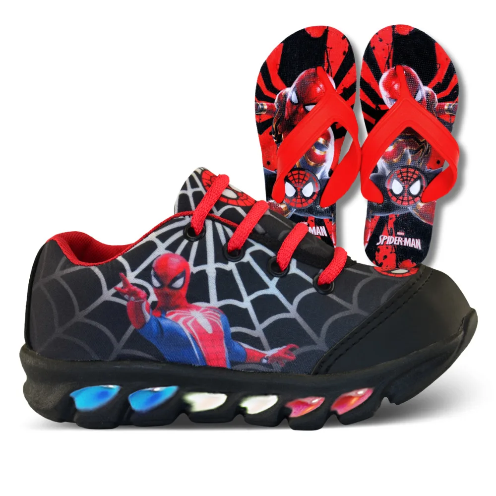 Children's Children's led sneakers Spiderman with light boys plus Slipper