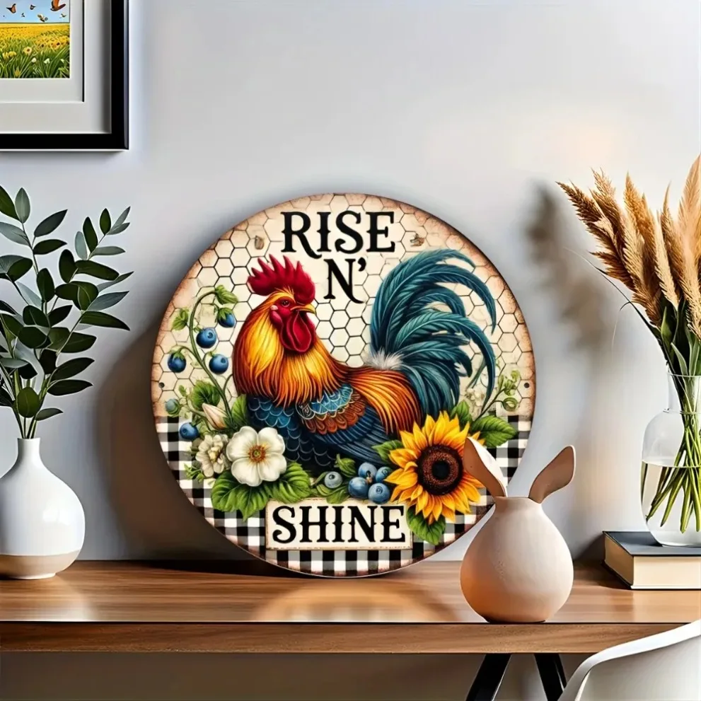 علامة معدنية على شكل عباد الشمس لتزيين الحائط فن حديدي لديكور المنزل من حظيرة الدجاج