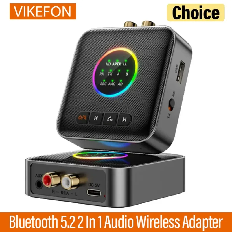 USB Play Supported Bluetooth 5.2 Audio Transmitter Receiver Mode Low Latency Wireless Adapter For TV Speaker Bluetooth Headphone
