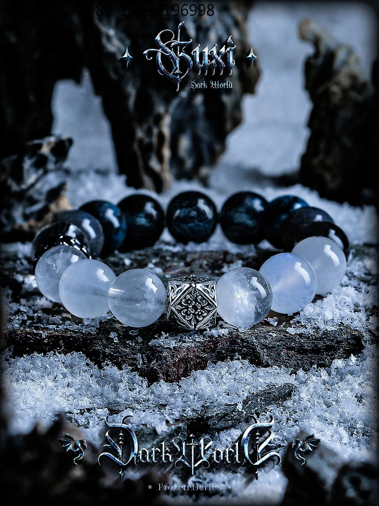 [Ice Trace] Natural White Ghost Crystal Bracelet Male Devil Blue Ocean Sapphire Bracelet