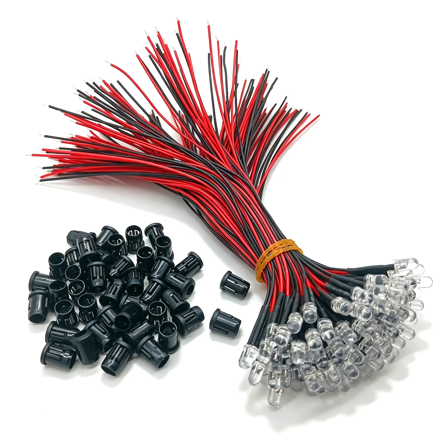 100PCS transparent LED diodes DC3V 5V 12V 24V 3MM 5MM 10MM, used for red/green/blue/yellow/UV/orange/pink/warm white/white/RGB f