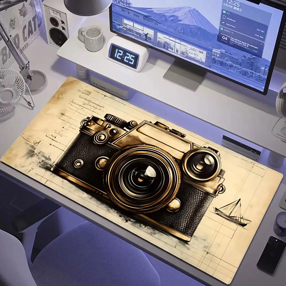 

HYBXAXC Retro camera design Mouse Pad Large Computer Office Game Table Mats Rubber Anti-slip Gaming Keyboard Mousepads Desk Pads