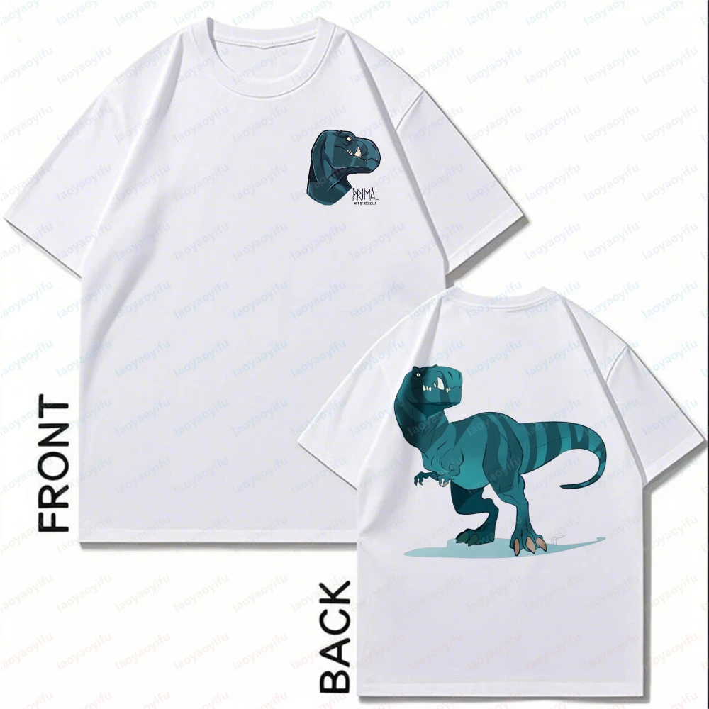 Primal-Anime-Vintage-Cotton-Tee-Bold-Full-Body-Dino-Portrait-Fang-Graphic-T-Shirt-Classic-Fashion-Streetwear-Fun-Men's-Clothing