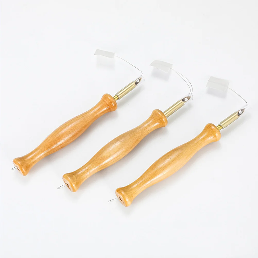 

1Set Wooden Handle Punch Needle and Threader Embroidery Tools Durable Practical DIY Sewing Accessories for Felting Weaving