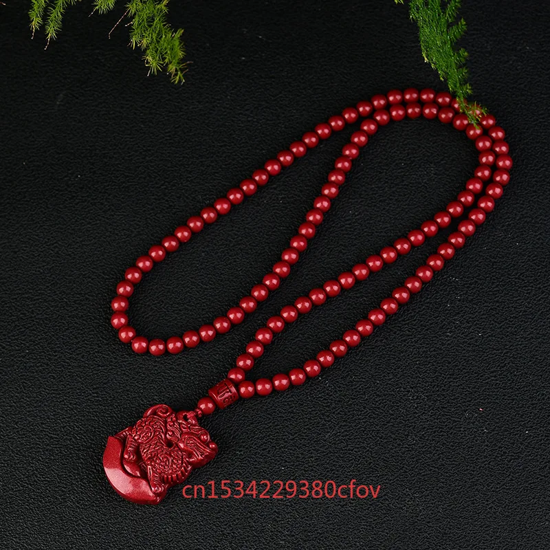 Luxury Red Cinnabar Yuanbao Qilin Pendant Necklace Genuine Gemstone Natural Stone Jewelry Women Accessories Energy Healing Gift