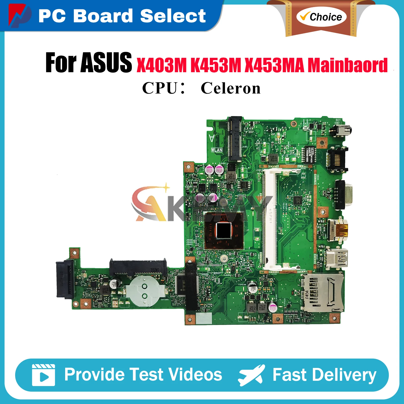 

X453MA Laptop Motherboard For ASUS VivoBook X403M X453M K453M X453MA Notebook Mainboard With Celeron CPU 100% tests OK fast ship