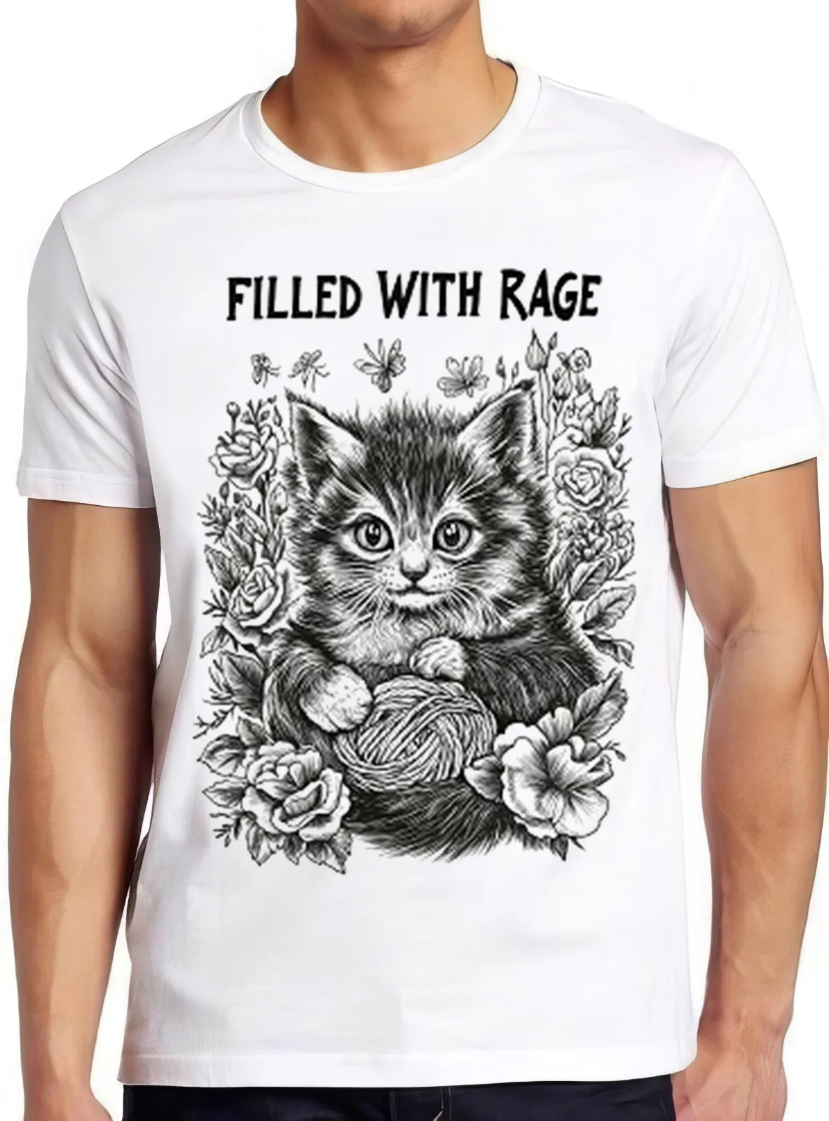 Cute Cat Filled With Rage Silly Kitten Meme Lover Funny Gift Tee T Shirt 2485
