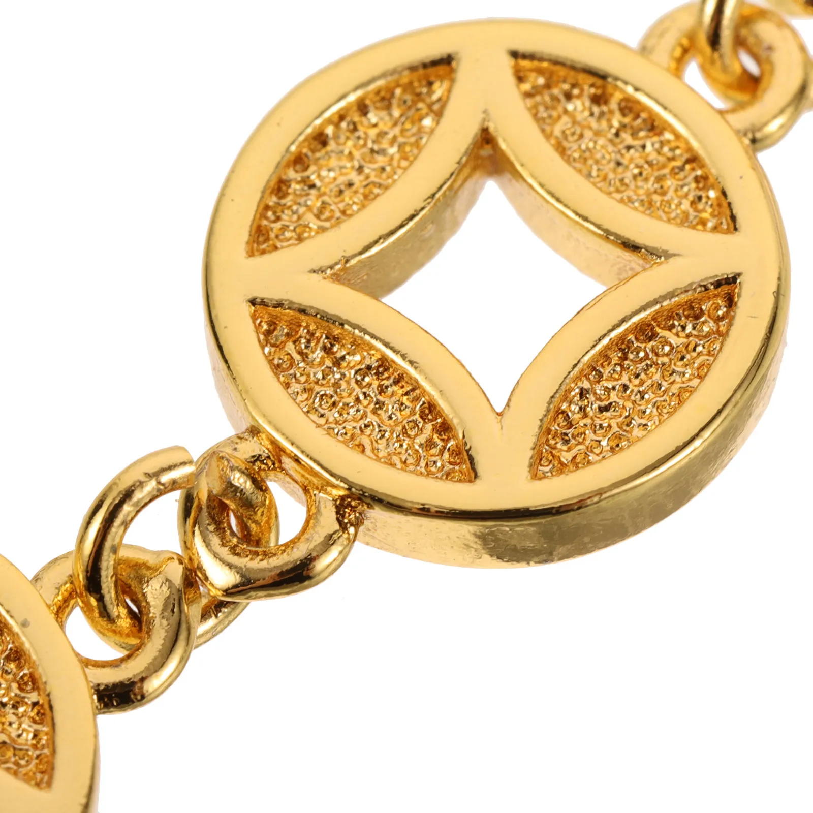 Feng Shui Copper Coin Bracelet Adjustable Lucky Chinese Fortune Charm Asian Style Golden Amulet