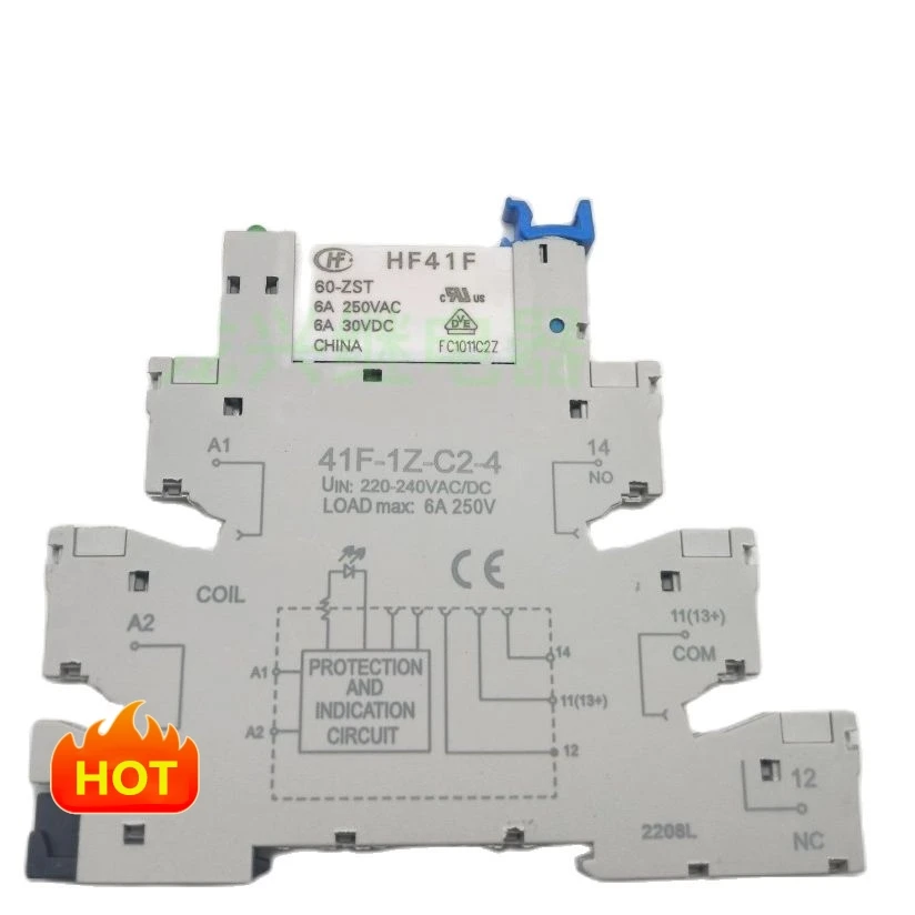 20Pcs/Lot 41F-1Z-C2-4 220-240VAC/DC  HF41F 60-ZST Relay with Base