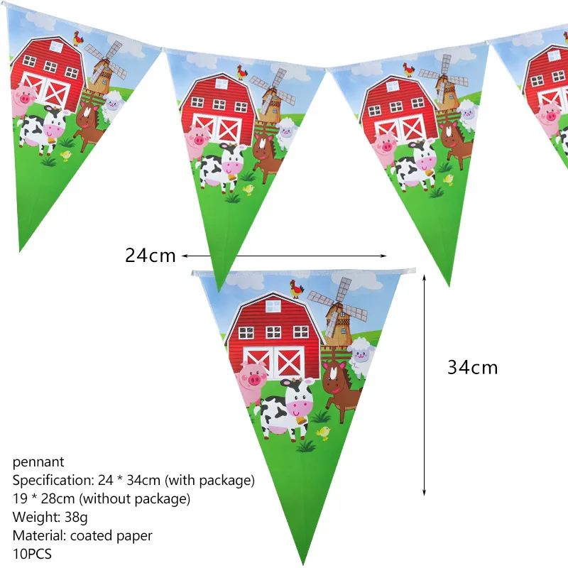 Bauernhof-Tier-Party-Tischdecke, Einweg-Tischdecke im Landhausstil, Schwein, Kuh, Schaf, Scheunentier-Thema, Geburtstagsparty-Dekoration – Detail 6