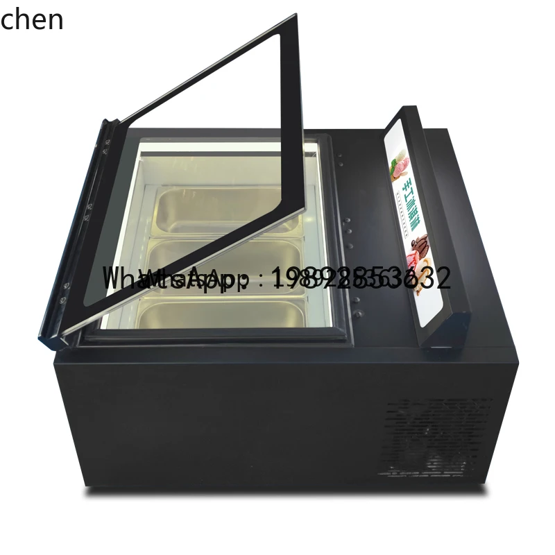 display cabinet stall countertop frozen digging ball hard ice cream fried yogurt cabinet
