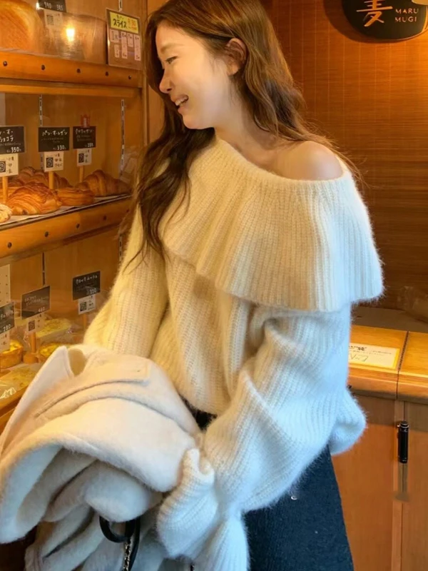 

Spring 2026 Chic Faion High-End Feel Svel Knitted Sweater Women's Sle Loose Fit Daily Wear Polyester Fiber Long Sve
