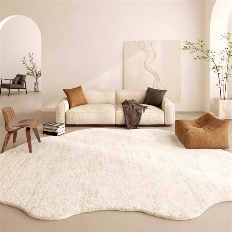 Japanese Irregular Carpet for Living Room Home Decor Bedroom Plush Rugs Large Area Mat Cream Color Cloakroom Soft Non-slip Rug