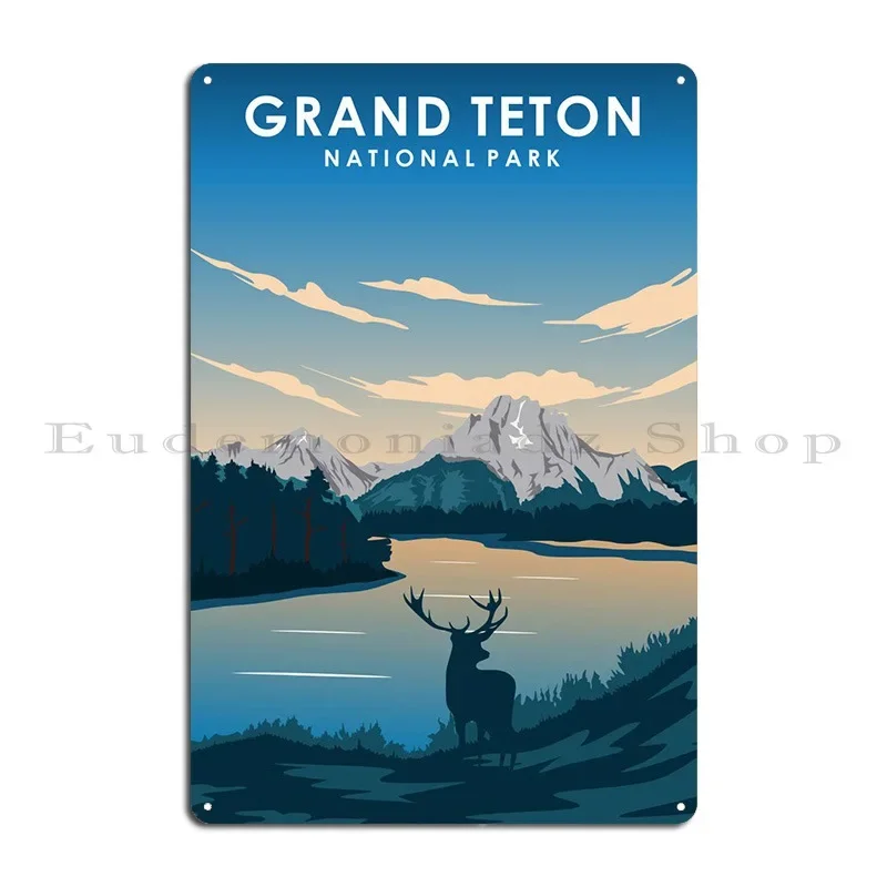 Grand Teton National Park Metal Signs Personalized Custom Cinema Mural Cinema Tin Sign Poster