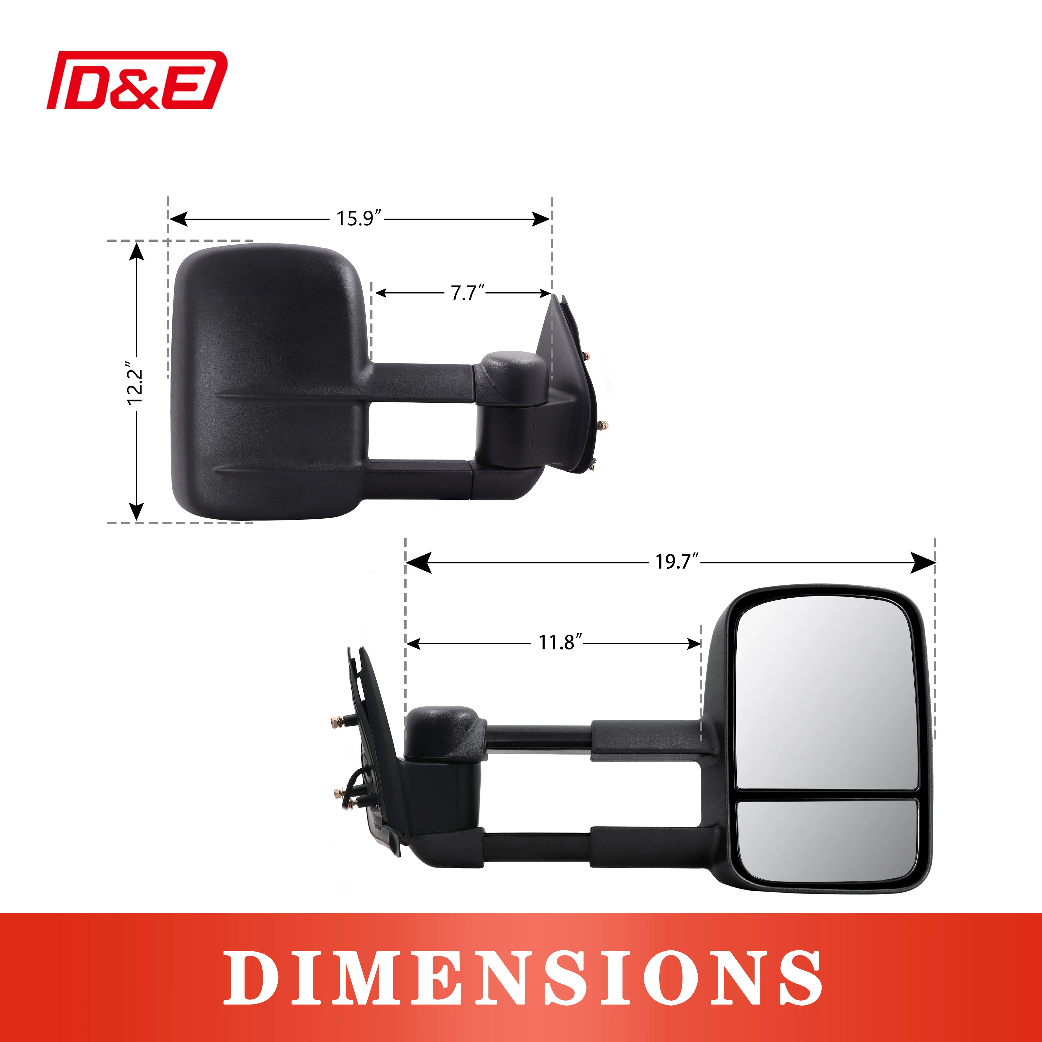 Hot Sale ABS Extendable Rearview Towing Mirror For Toyota Landcruiser 70 Series LC70 LC79 Manual Black