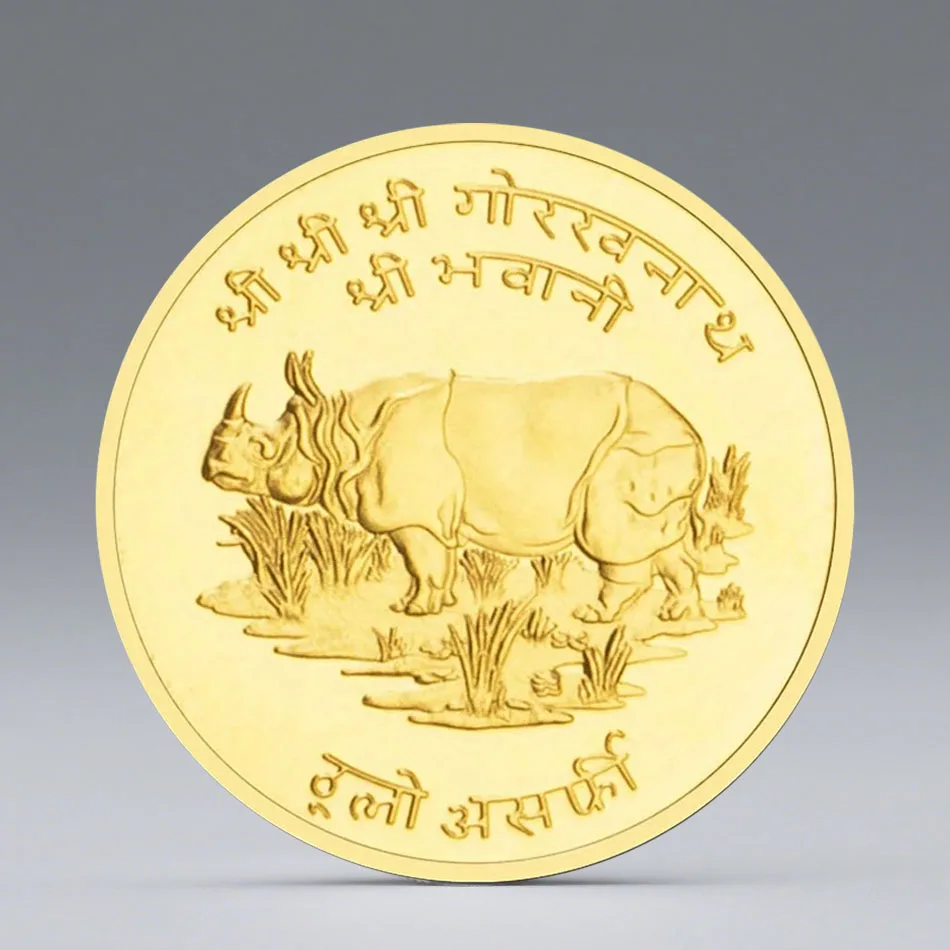 Nepalese Rhinoceros Unicornis Souvenir Coin Gold Plated Basso-relievo Commemorative Coin