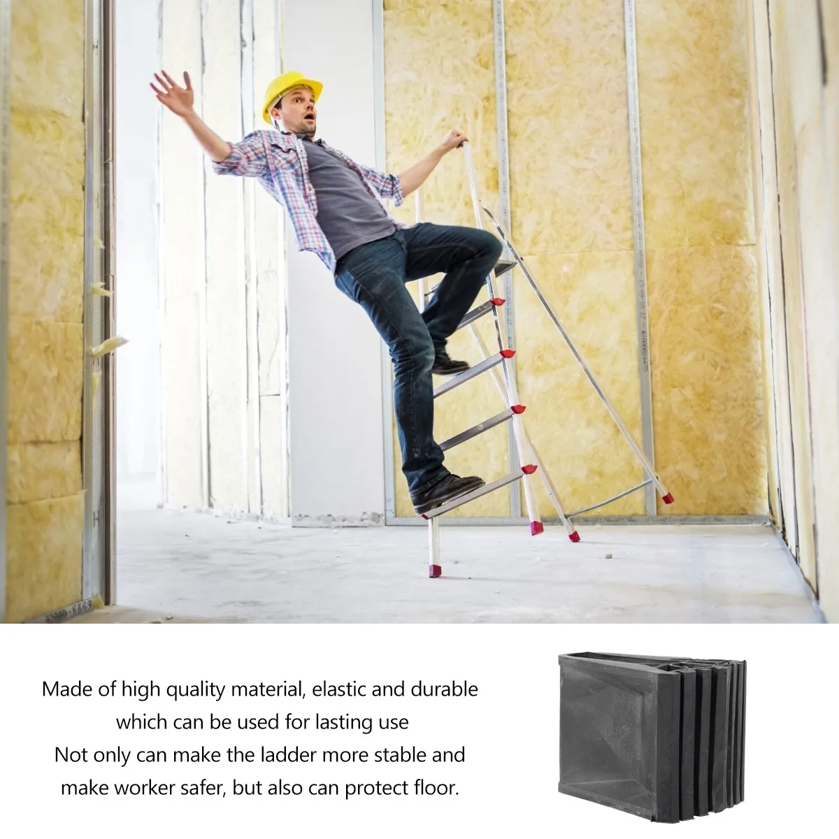 

4Pcs Ladder Feet Protect Cover Non-Slip Thick PVC Pads for Ladder Stability Worker Safety Floor Protection Tile Wood Carpet