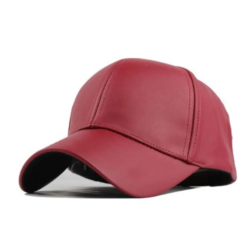 Classic Baseball Cap Unisex PU Leather Outdoor Sports Hat All Sizes Adjustable Strap Korean Style Casual Flat Brim Sun Hat Wear