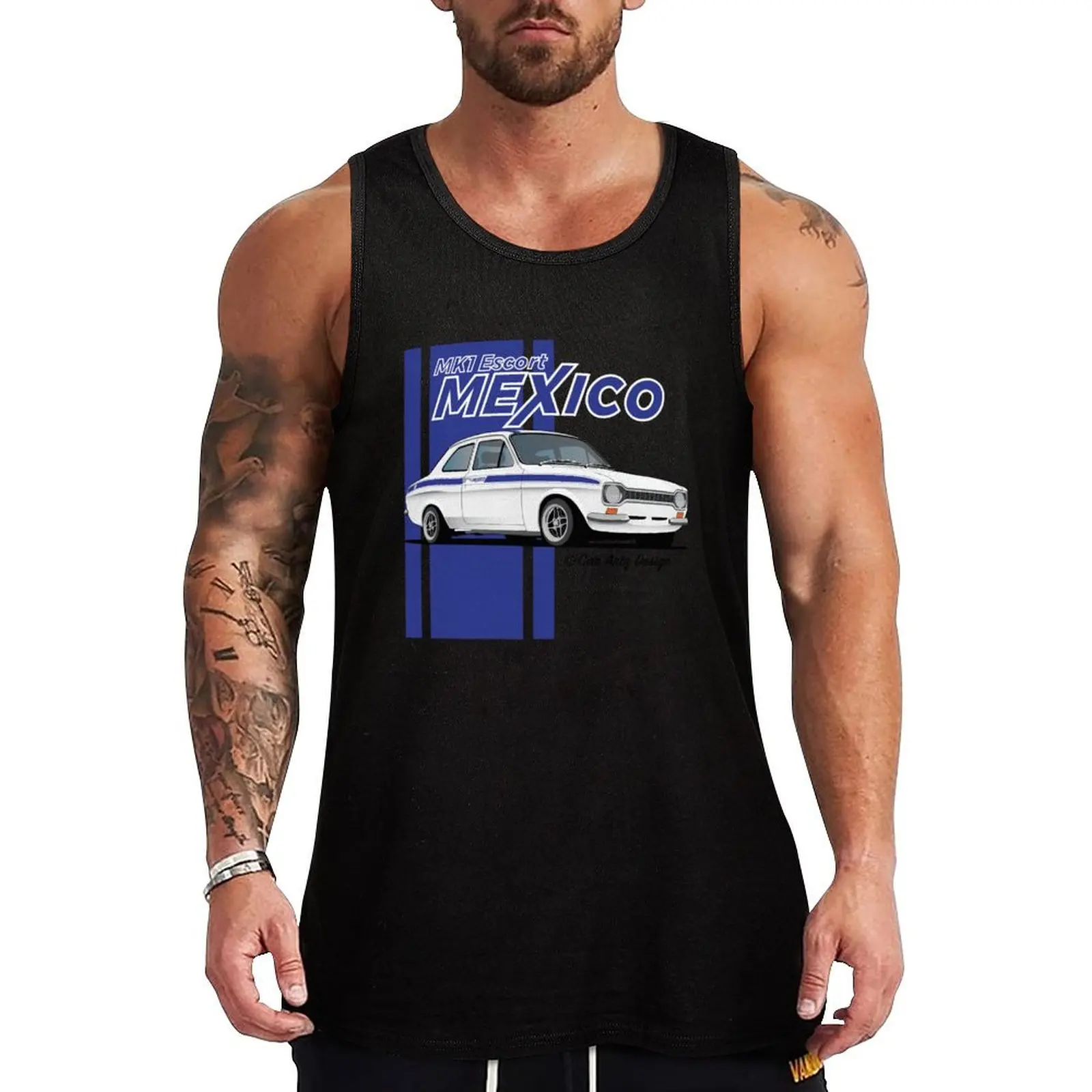 Mk1 Escort Mexico (White + Blue) Tank Top Anti Shrink Tank Top Durable Casual Sleeveless Shirt