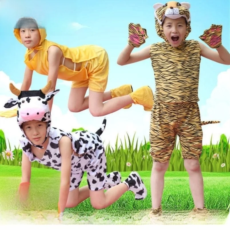 

Children's Animal Performance Costume Nursery Program Role Play Mouse Cow Tiger Pink Pig Elephant Unisex Outfit Stage Wear