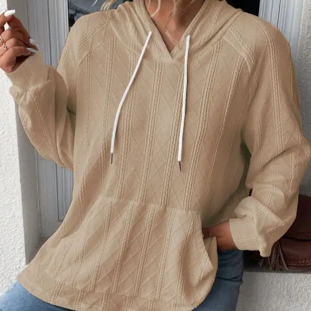 

Womens Moletom Femininos Versatile Pocket Hooded Solid Color Long-sleeved Hoodie Sweatshirts Abbigliamento Donna Autunno Inverno
