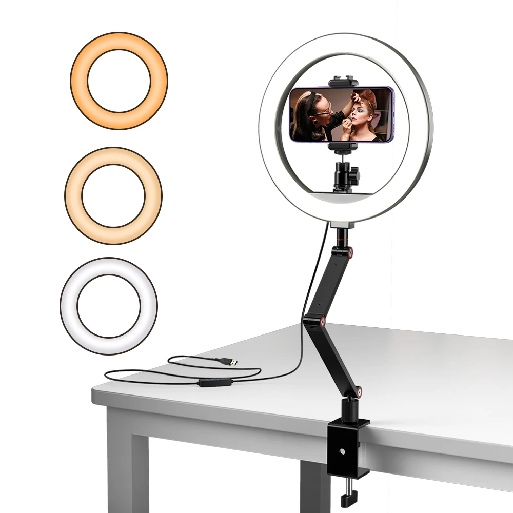 APEXEL Selfie Ring Light Photography Led Rim Of Lamp with Optional Mobile Holder Mounting Tripod Stand Ringlight For Live Video