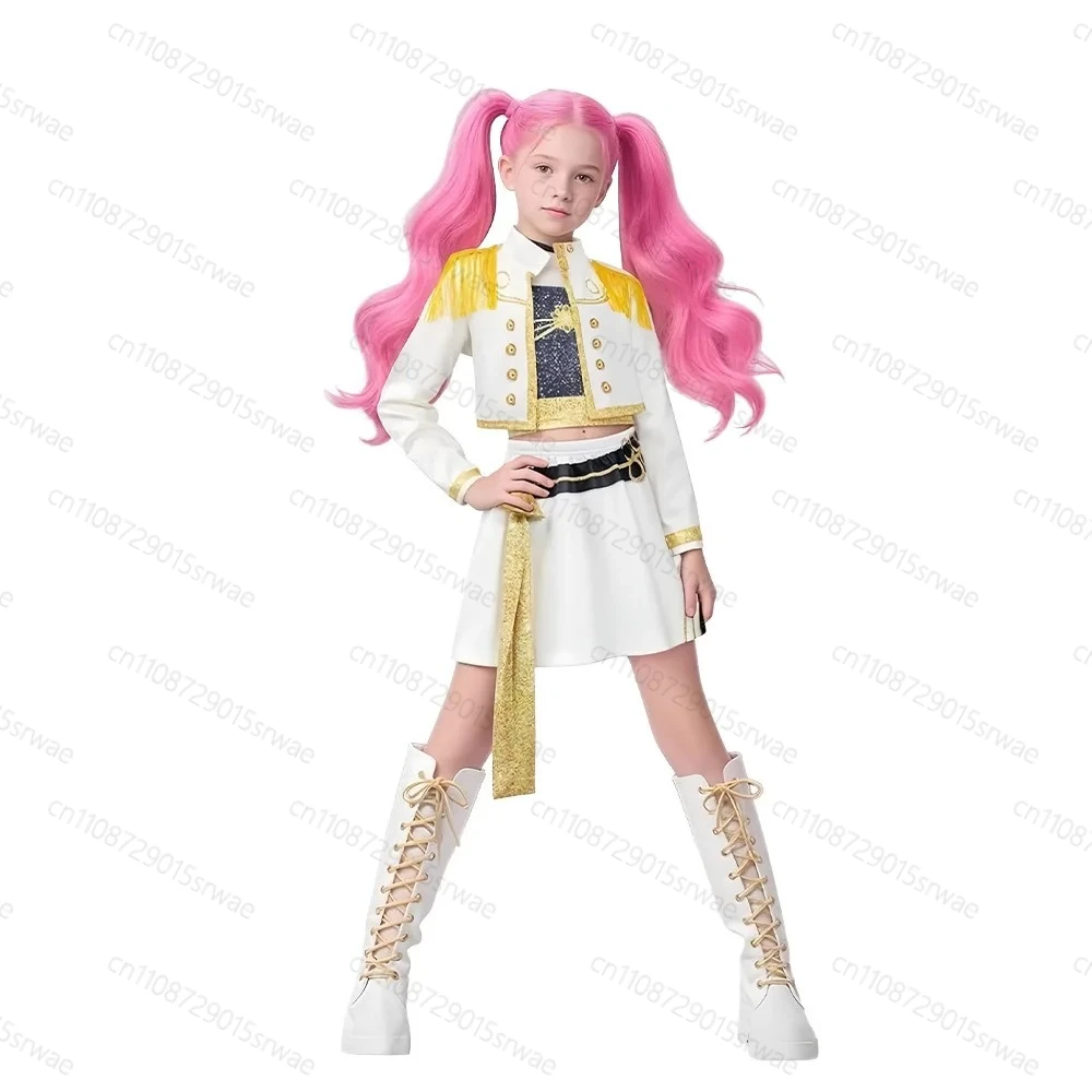 Nuovo formato disponibile Vestiti per spettacoli di carnevale dei cartoni animati Rumi Zoey Mira Demon Hunters Costume dorato Costume cosplay per bambini