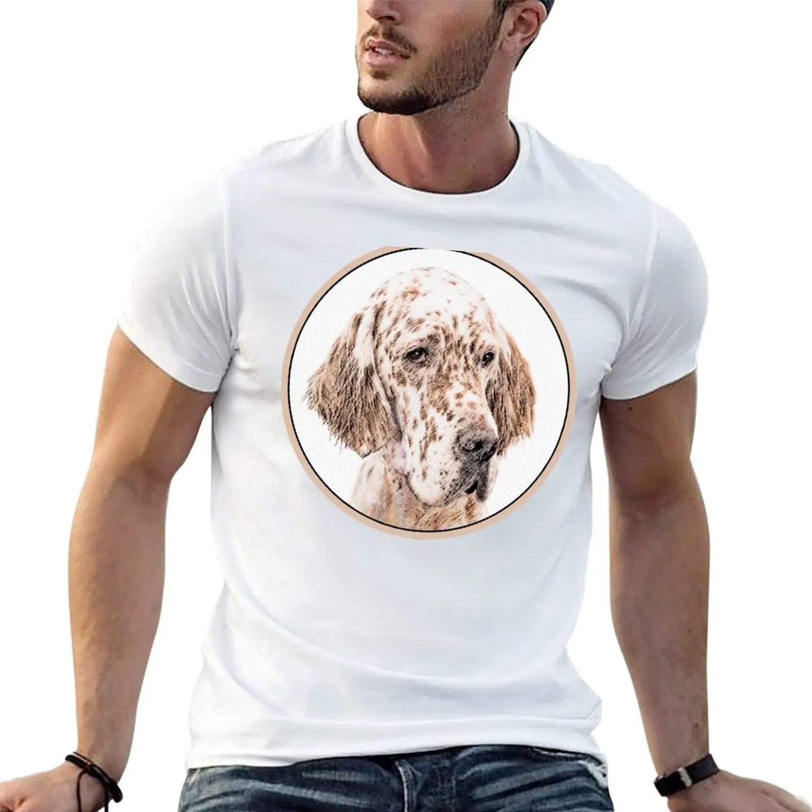 

English Setter (Orange Belton) T-Shirt cotton t shirt pack t shirts for man slim fit man t shirts graphic T-shirt