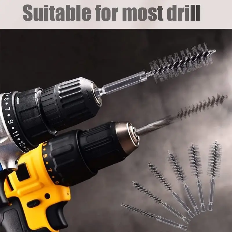 Hex Shank Twisted Wire Bore Brushes Twisted Hex Shank Bore Brush Kit Stainless Steel Cleaning Tool For Automotive Interiors And