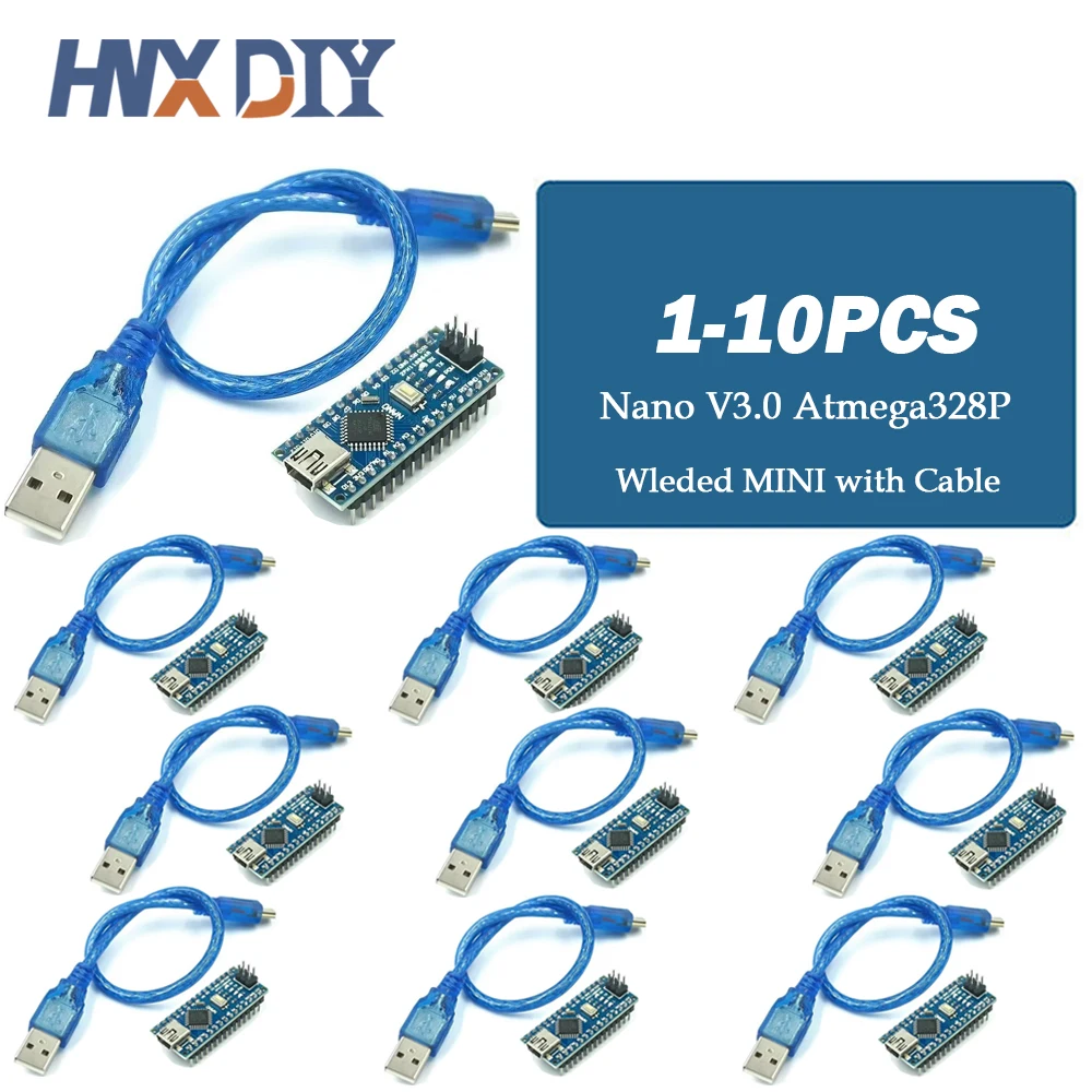 1-10pcs For Nano V3.0 Micro Controller Module ATmega328P Module Nano Board CH340 USB Cable Compatible with Arduino Nano V3.0