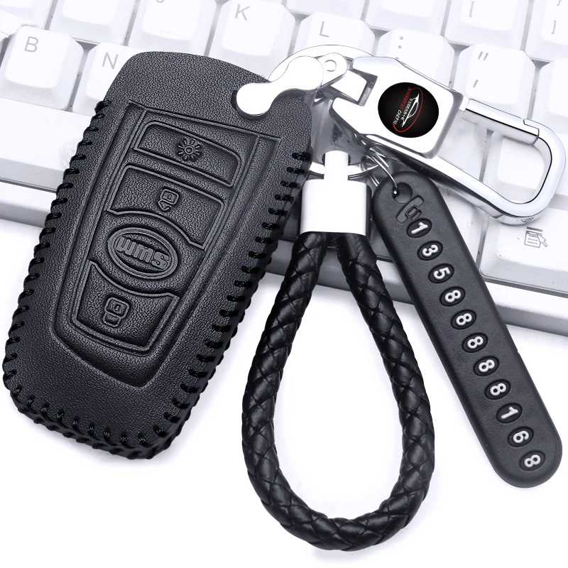 For SWM G05 X3 X7 G01 X2 Leather Smart Remote Key Case Cover Holder Keychain