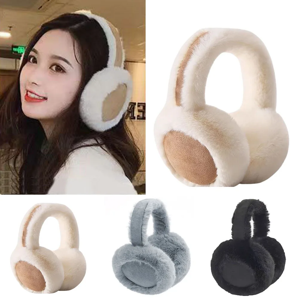 Cute Winter Plush Earmuffs Portable Foldable Ear Warmer Solid Ear Cover Earflap Soft Cold Protection Outdoor Warm Winter Fashion