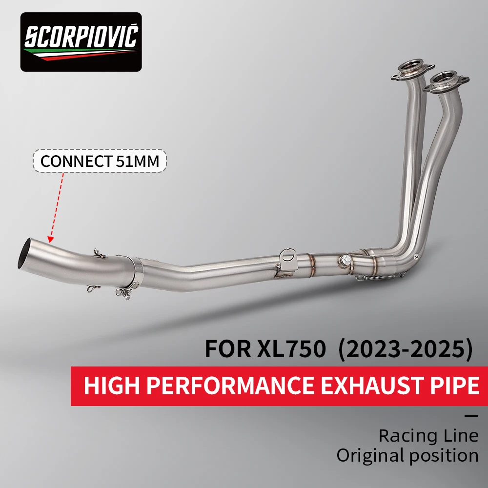 

Для XL750 Transalp 750 мотоциклетная выхлопная труба из нержавеющей стали, передняя средняя соединительная труба, подключение к оригинальному глушителю или 51 мм
