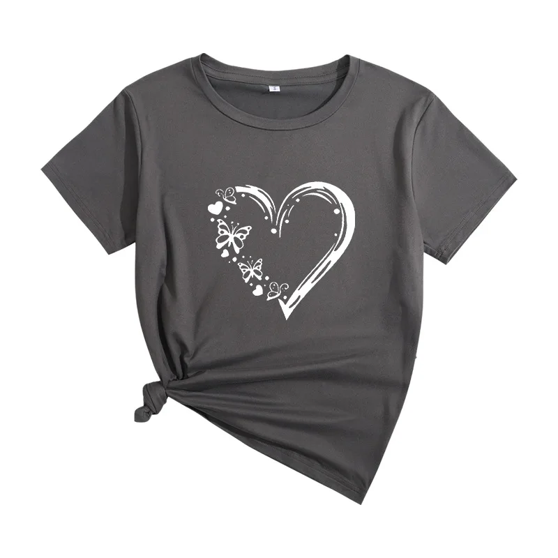 Femmes décontracté rond Ne T-shirt lettre imprimer taille américaine haut confortable coton matériel automne Faion dames Dr