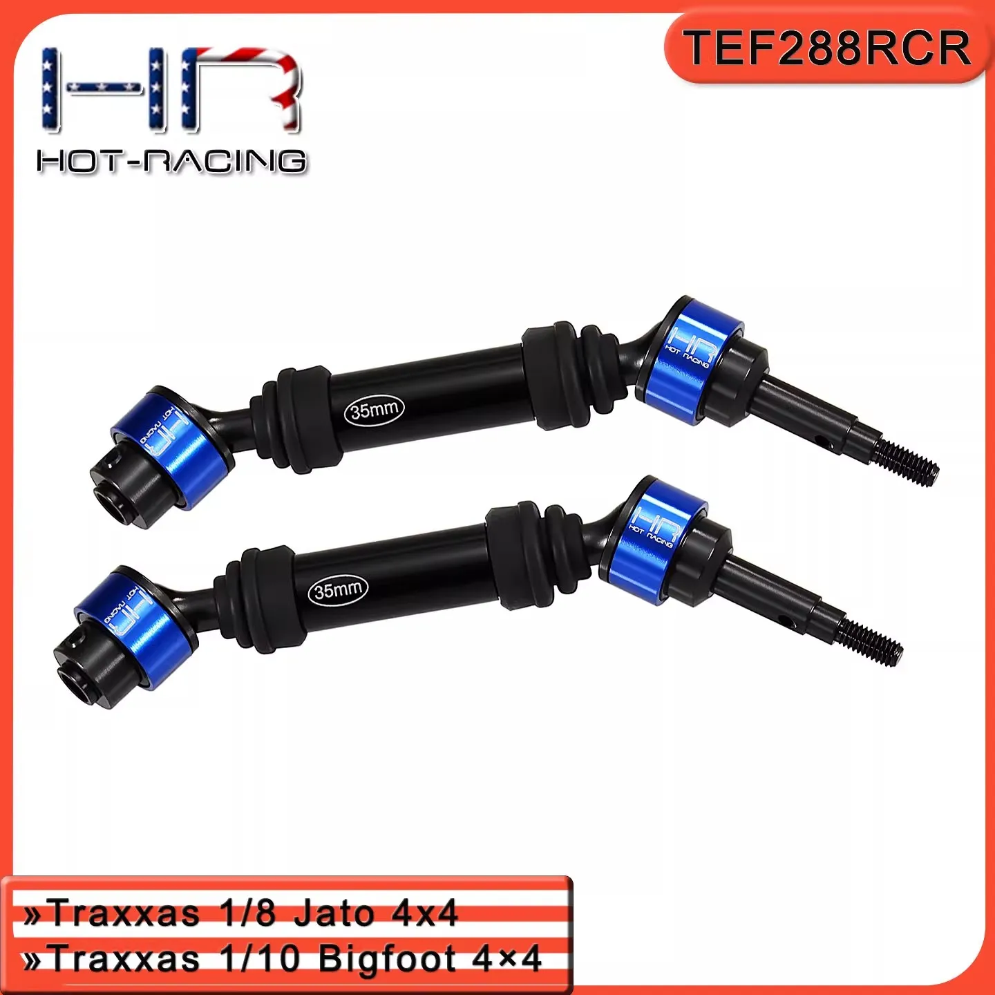 

HR Traxxas 1/10Bigfoot4 × 4, задний универсальный шарнир из армированной стали с цветком и пылезащитным чехлом, 1 пара -35 мм