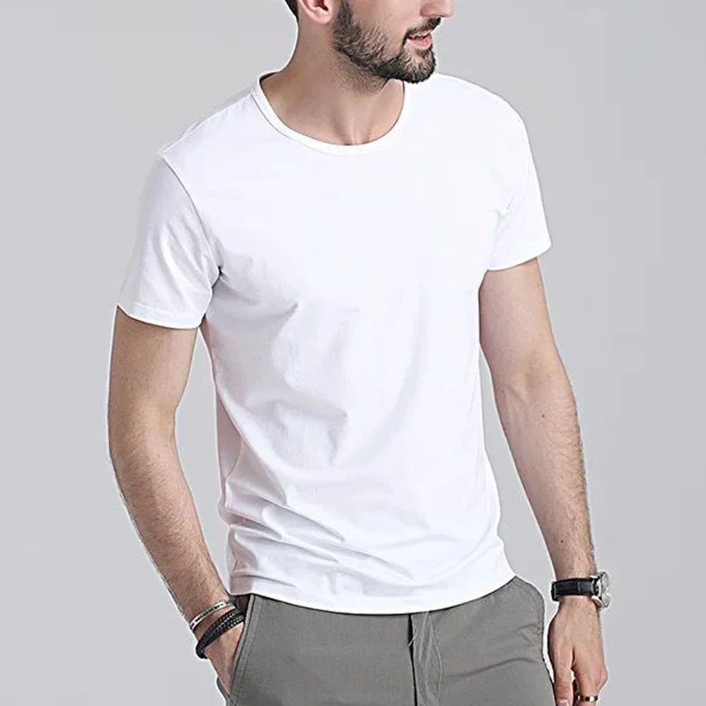 Casual Streetwear T-shirt Men's T-shirt For Summer Fashion Versatile Regular Regular Length Solid Color Vacation