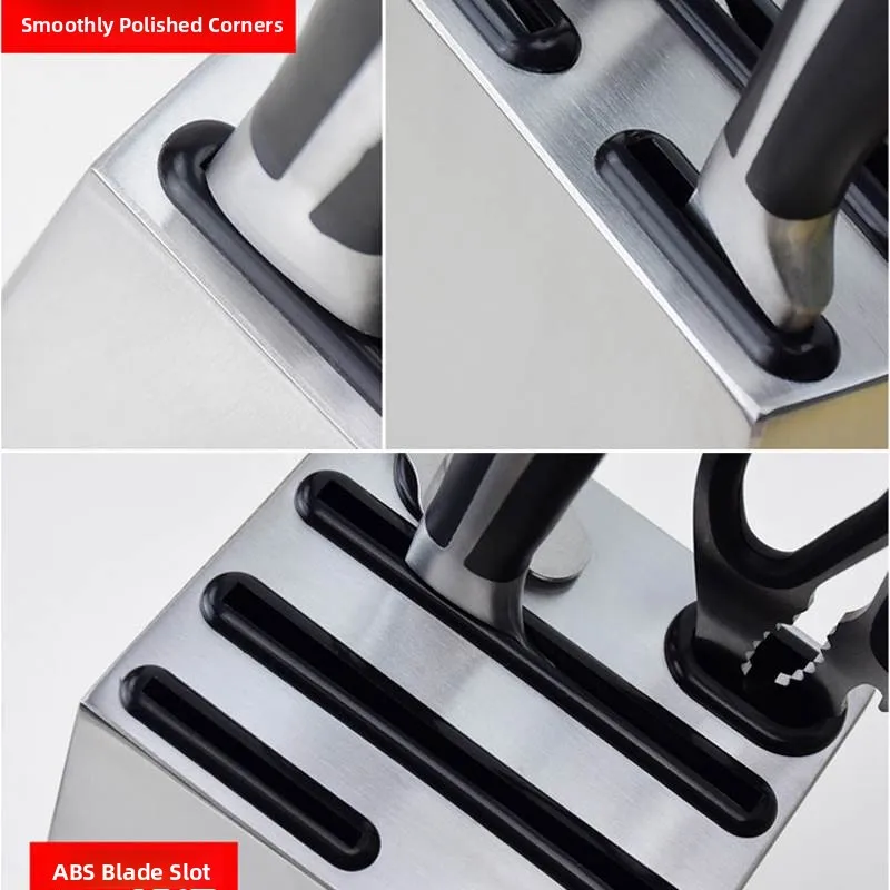 

Modern Simple Style 304 Stainless Steel Knife Holder Kitchen Supplies Non-Wall-Mounted Vegetable Knife Storage Rack Knife Base