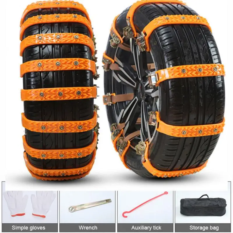 1/4/6/8/10 Pcs Tpu Tire Skid Strips Snow Sand Skid Steer Winter Snow Car Anti-Skid Chain for Suv Cars Trucks