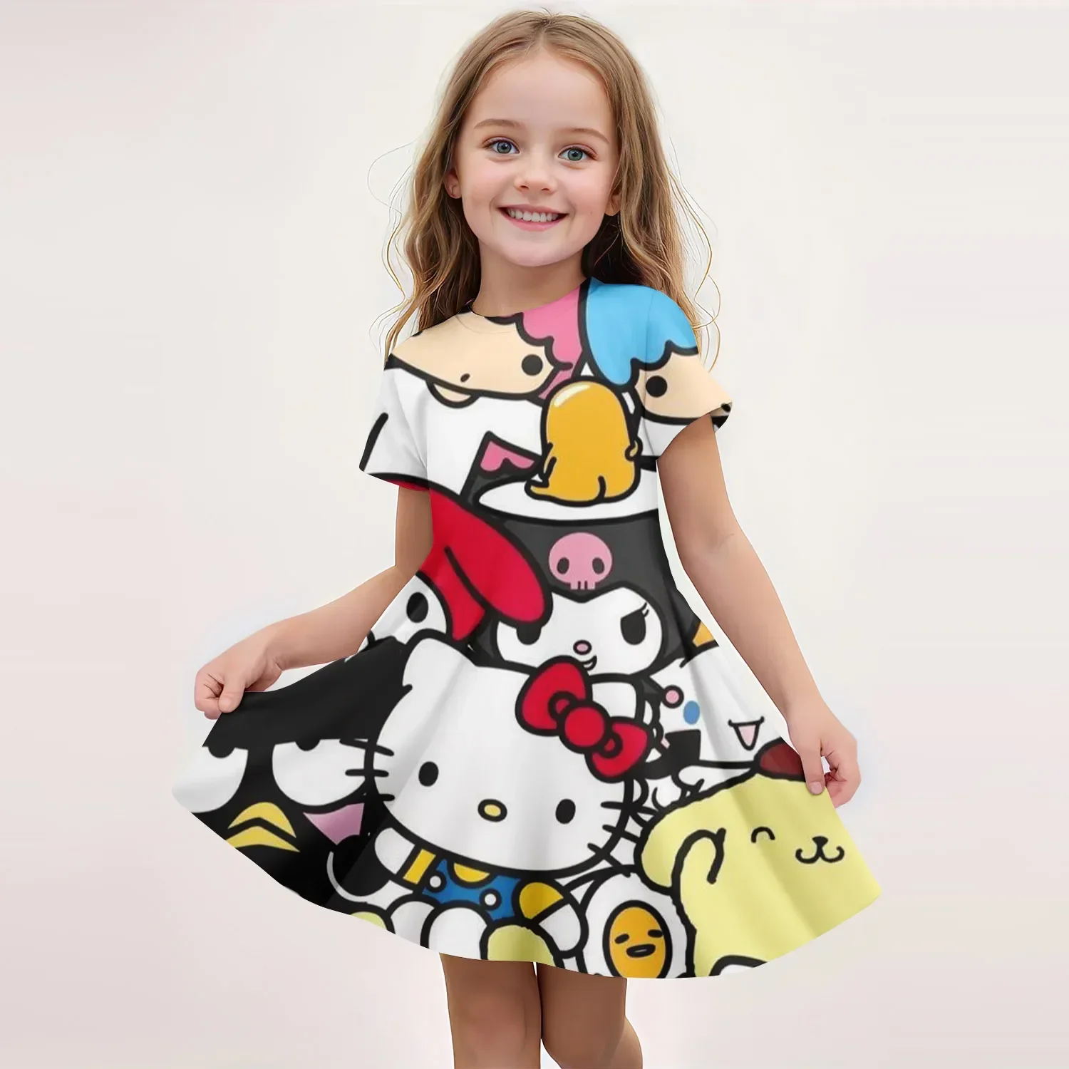 

Miniso Hello Kitty Girl Suitable for 3-14 Years Old Kids' Dresses Girls' Dress 2025 Kids Clothes Children Clothing Summer Party