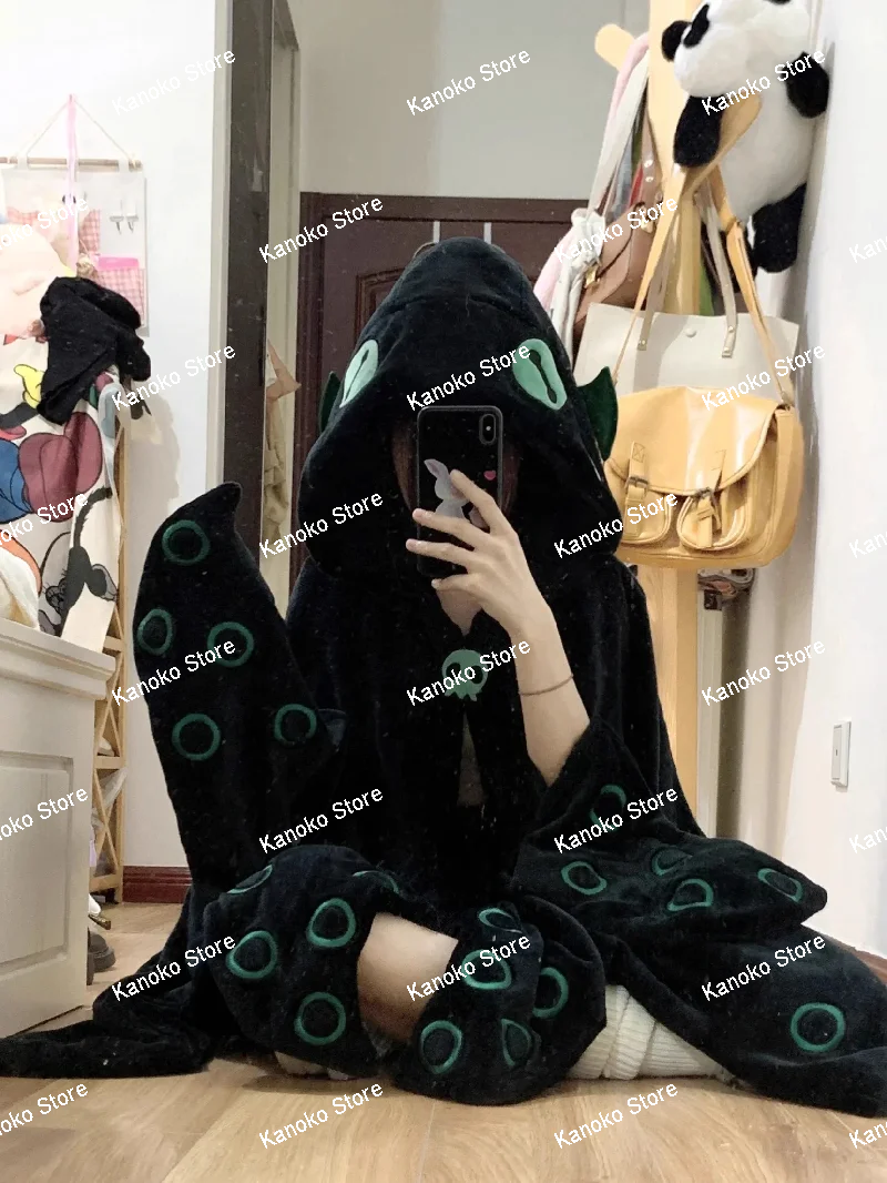 クルルタコケープぬいぐるみパジャマかわいい漫画 Y2k アニメマントコスプレハロウィン大人冬パジャマブランケットケープ