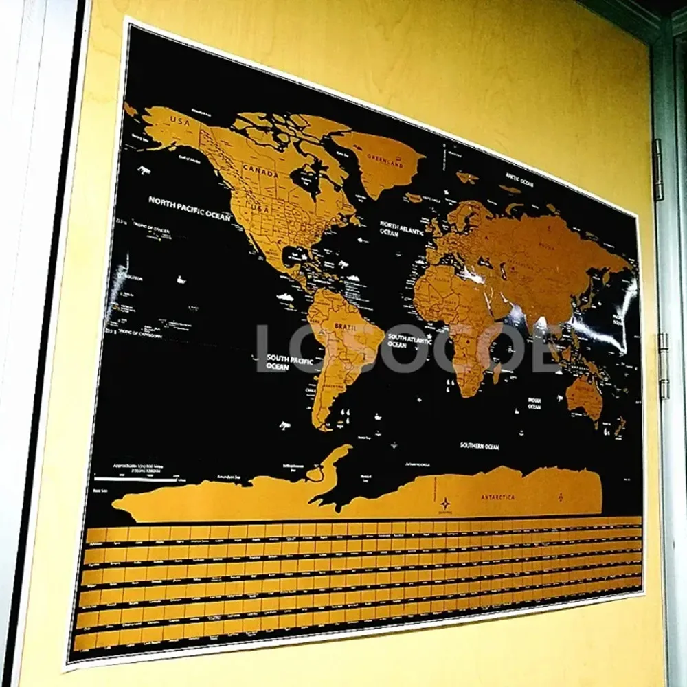 Deluxe Global Scratch MapsS Gift For Traveler Vintage Wall Art Posters Scratch off Cartography with National Flag Travel Atlas