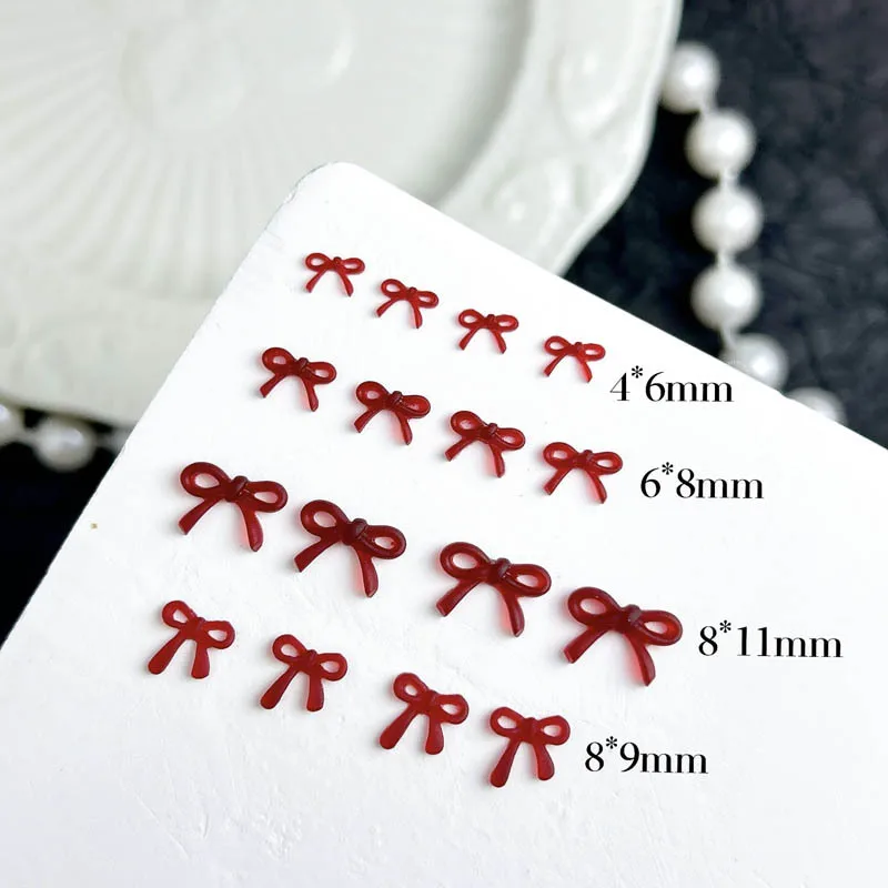 20pcs French Bow Nail Resin Charms Jewelry Cool Wine Red Mini Bow Ribbon Nails parti di decorazione nuovi accessori per Nail Art di 4 dimensioni