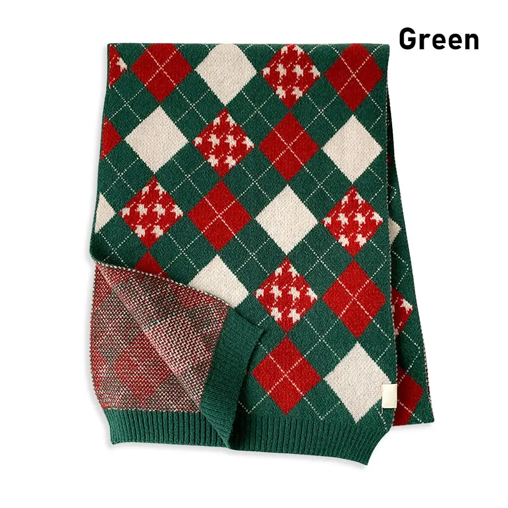 New Plaid Scarf For Women\'s Christmas Knitted Scarf Casual Versatile Fashion Cold Proof Shawl Warm Neck Shawl