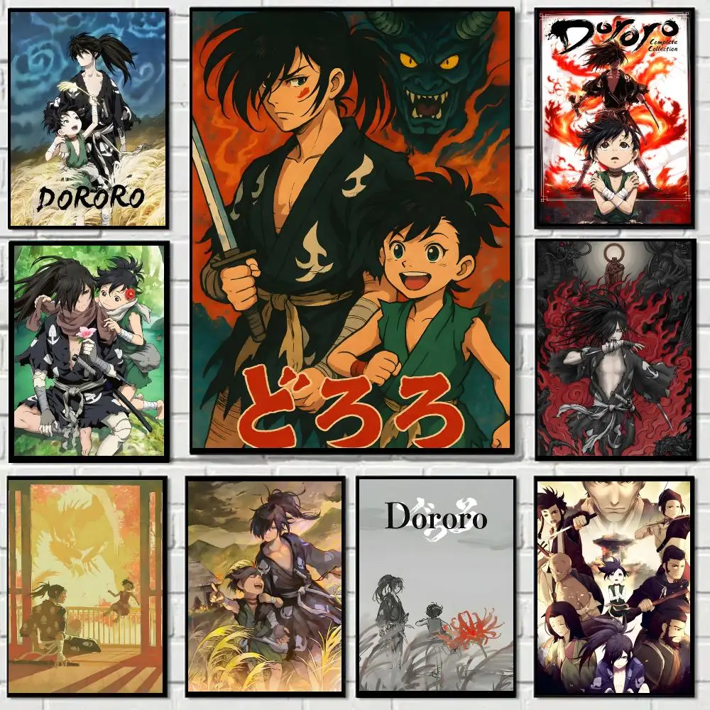Dororo Anime Samurai Dark Poster Self-adhesive Decal Living Room Bedroom Party Bar Decor Moisture-proof Fade-resistant
