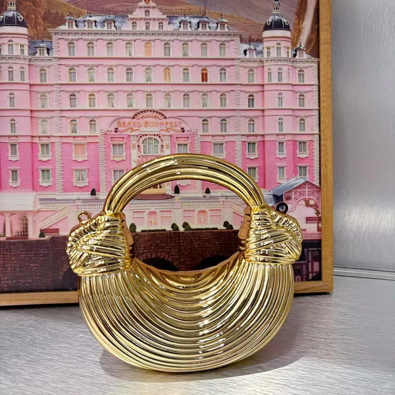 

Mini Golden Evening Bag Purses and Handbags Luxury Designer Shoulder Bags Knot Noodle Party Wedding Acrylic Shiny Clutch Purse