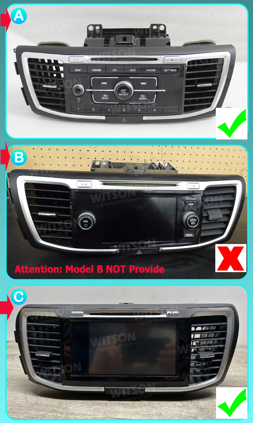 WITSON CarPlay Auto Radio Unite For Honda Accord 9 2003-2017 Multimedia Stereo 10.88