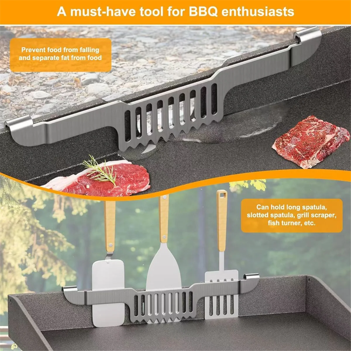 1 porta spatola per piastra, porta attrezzi per barbecue con griglia in acciaio inossidabile, senza magnetico
