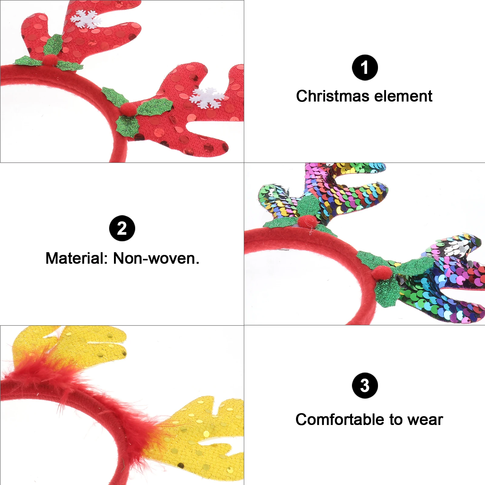 

6 Pcs Headband Christmas Hair Accessories Lightweight Hoop Kids Party Carnival Hairstyling Antler Headband Tool
