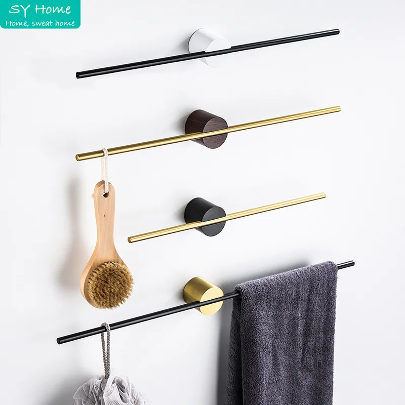 Bathroom Towel Bar Rack Creative Left and Right Adjustable Single Rod Bath Minimalist Wall Hanging Aluminum Alloy Accessories