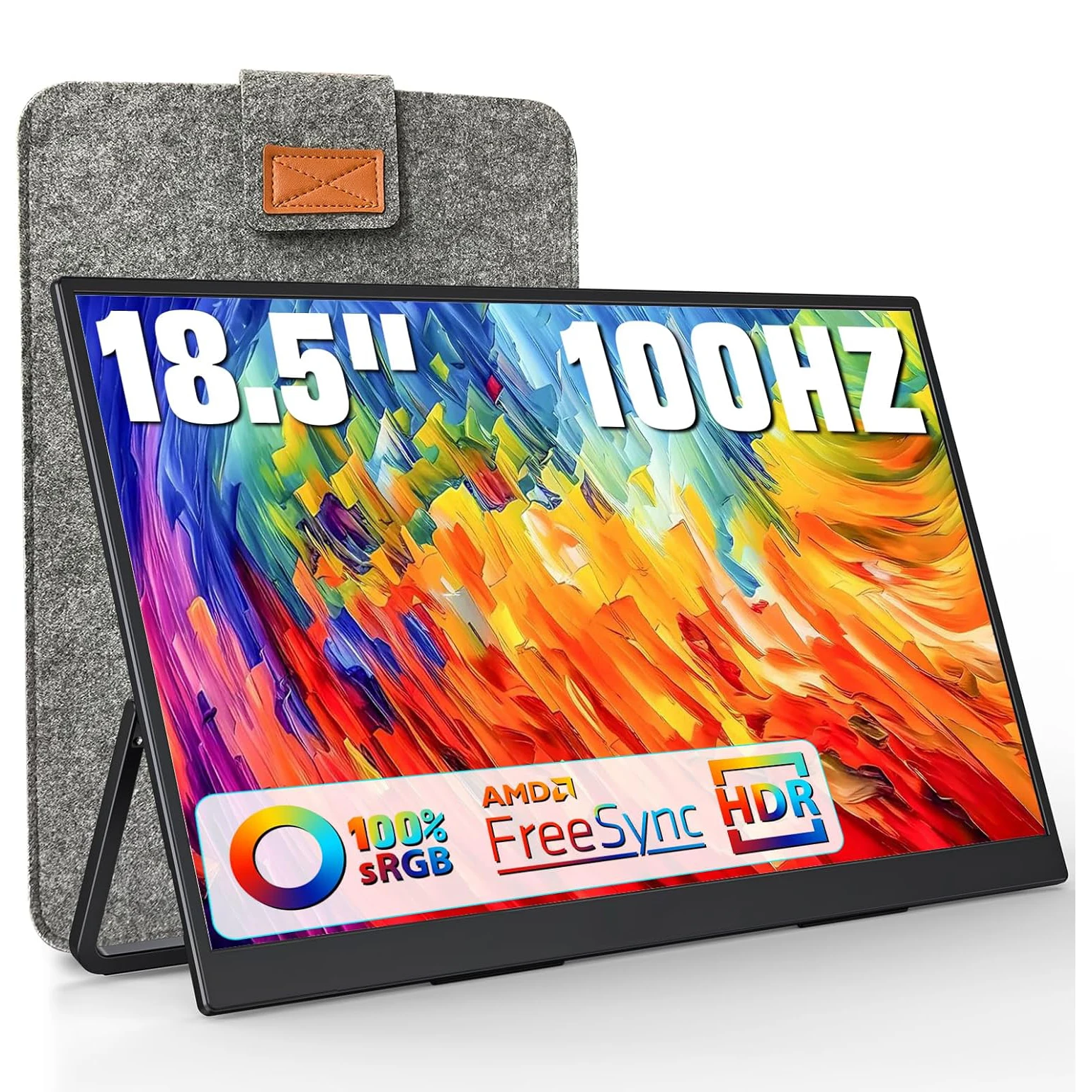 

AHXJKA 18,5-дюймовый портативный монитор 100 Гц RGB100% с отверстием VESA и задним кронштейном-переключателем для ноутбука Расширенный дисплей ADS-IPS HDR-экран